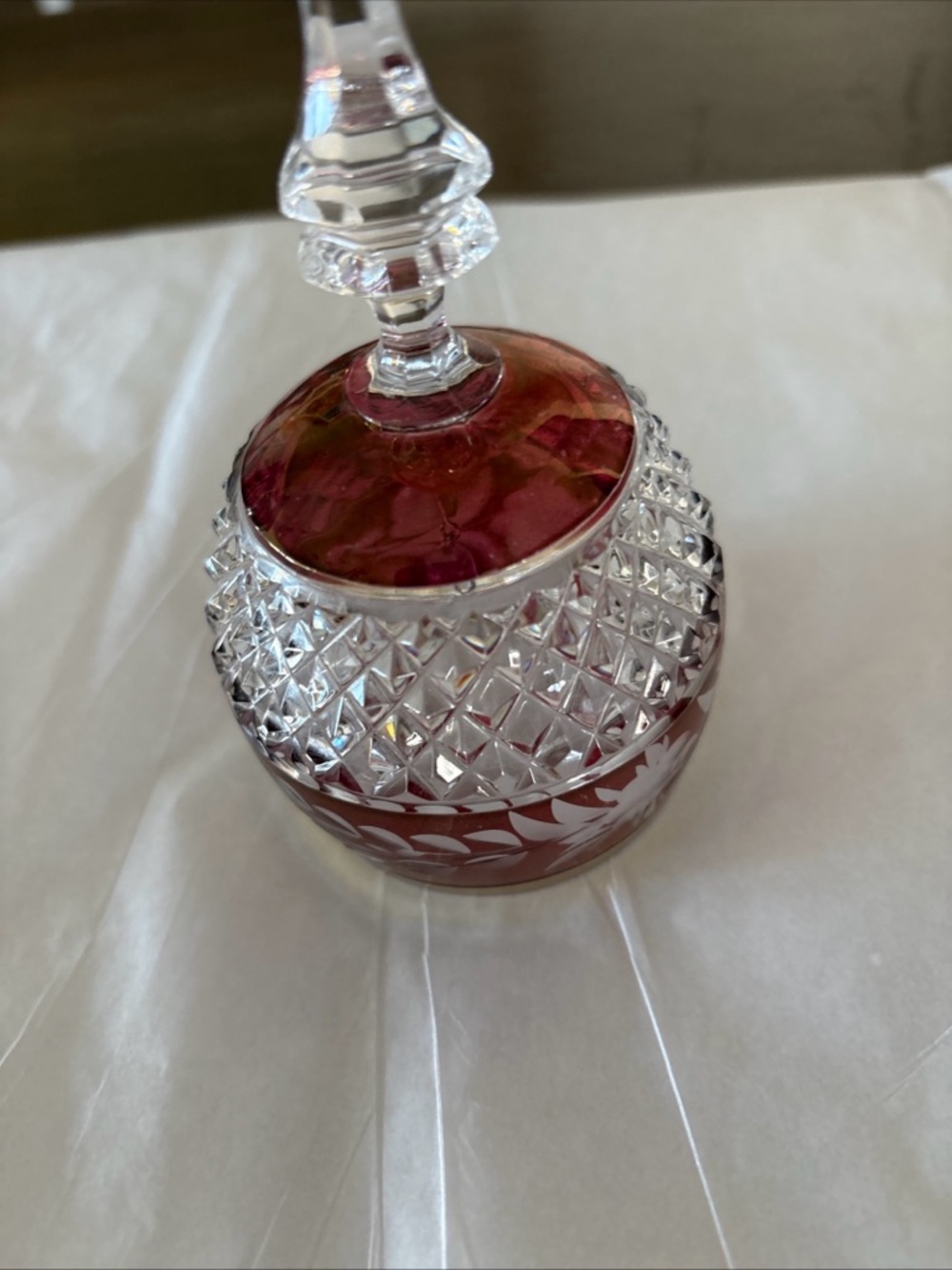 Vintage Golden Crown HandCut Cranberry Lead Crystal E&R Bell Purple/Pink Germany - Picture 9 of 13